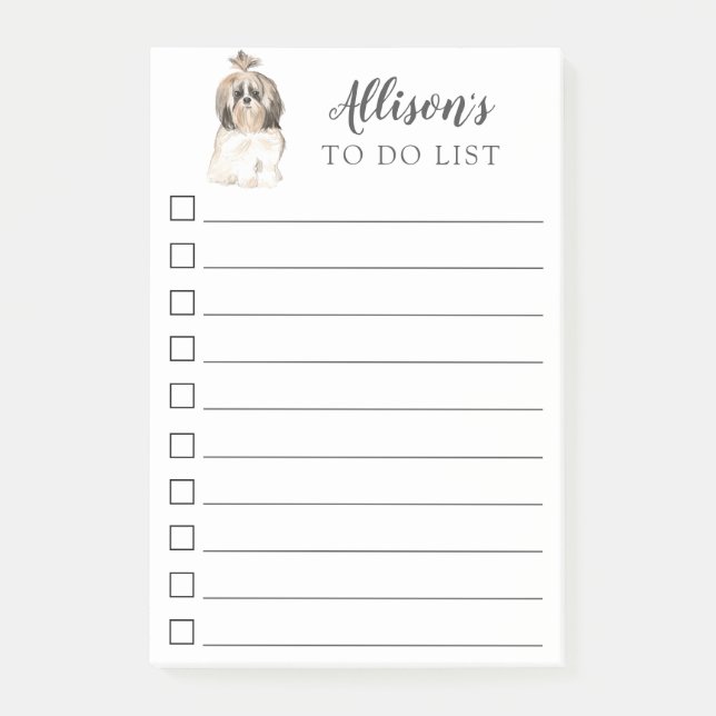 Shih tzu Dog Personalized To Do List Post-it Notes (Front)