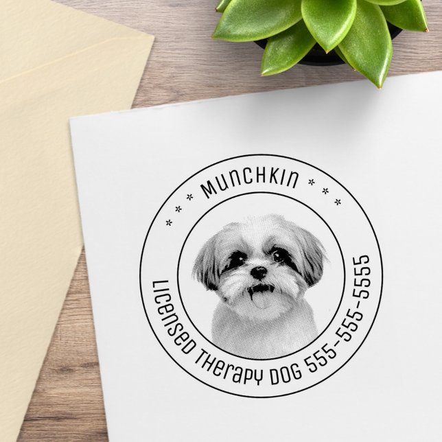 Shih Tzu Dog Pet Photo Round Rubber Stamp (Creator Uploaded)