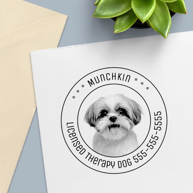 Shih Tzu Dog Pet Photo Round Self-inking Stamp (Creator Uploaded)