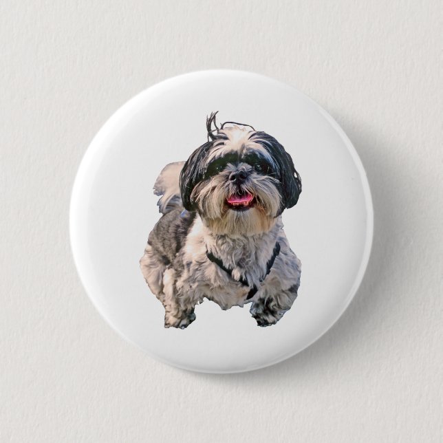 Shih Tzu Dog Pinback Button (Front)