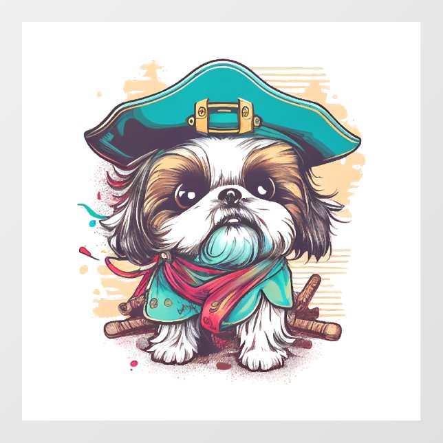 Shih Tzu Dog Pirate Floor Decals (Front)