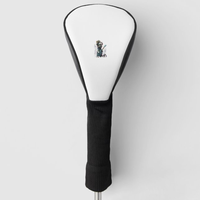Shih Tzu dog Playing Electric Guitar Rock Golf Head Cover (Front)