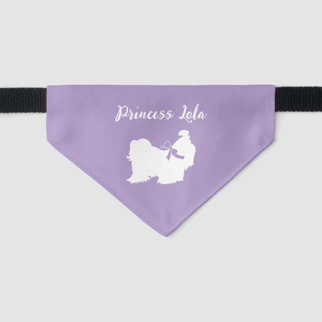 Shih Tzu Dog Puppy Silhouette with Name Pet Bandana Collar (Front)