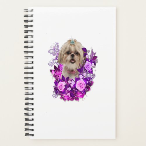 Shih Tzu Dog Purple Rose Flower Floral Gift Planner