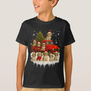 Shih Tzu Dog Red Truck Christmas Tree Santa Ugly X T-Shirt