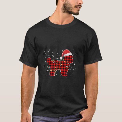 Shih Tzu Dog Santa Holiday Buffalo Plaid Christmas T_Shirt