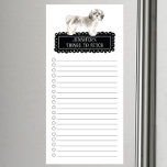 Shih tzu  Dog Shopping List Magnetic Notepad<br><div class="desc">Adorable things to fetch Shih tzu  with a black chalkboard frame personalized with your name.</div>