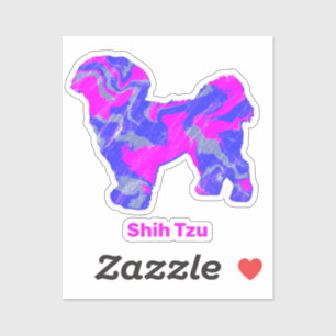 Shih Tzu Dog Silhouette Crazy Hot Pink Sticker