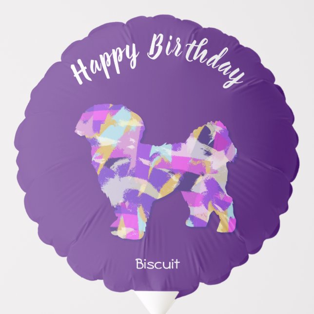 Shih Tzu Dog Silhouette Cute Purple PY&B Balloon (Front)