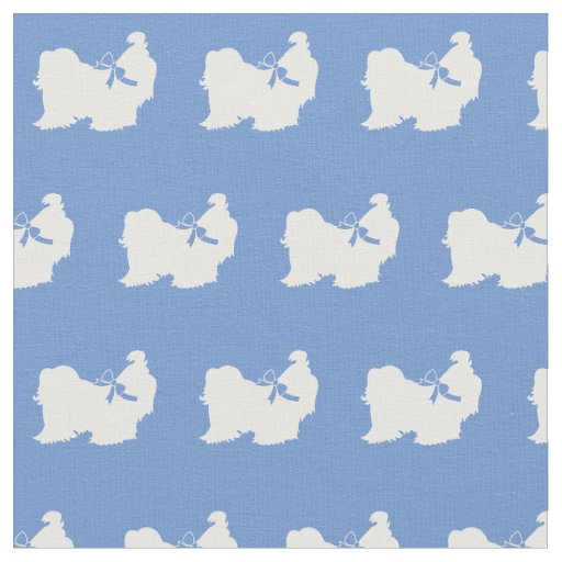 Shih Tzu Dog Silhouette Pet Light Blue Fabric