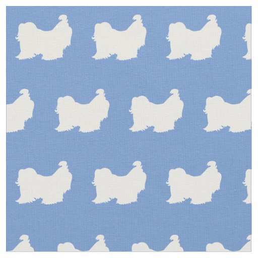 Shih Tzu Dog Silhouette Pet Light Blue Fabric