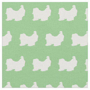 Shih Tzu Dog Silhouette Pet Sage Green Fabric