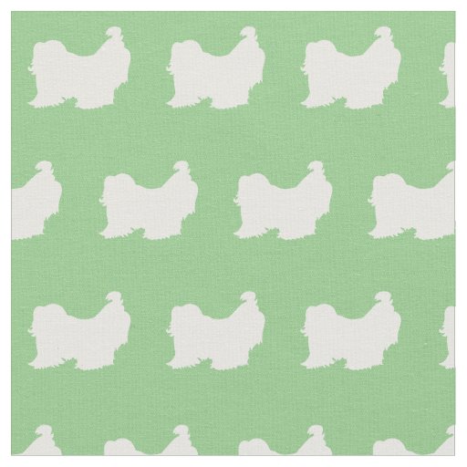 Shih Tzu Dog Silhouette Pet Sage Green Fabric