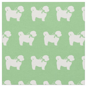 Shih Tzu Dog Silhouette Pet Sage Green Fabric