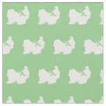 Shih Tzu Dog Silhouette Pet Sage Green Fabric