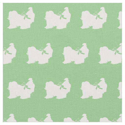 Shih Tzu Dog Silhouette Pet Sage Green Fabric