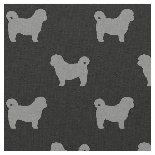 Shih Tzu Dog Silhouettes Grey and Black Patterned Fabric