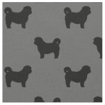 Shih Tzu Dog Silhouettes Grey and Black Patterned Fabric