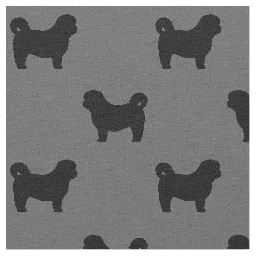 Shih Tzu Dog Silhouettes Grey and Black Patterned Fabric