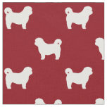 Shih Tzu Dog Silhouettes Red and White Patterned Fabric