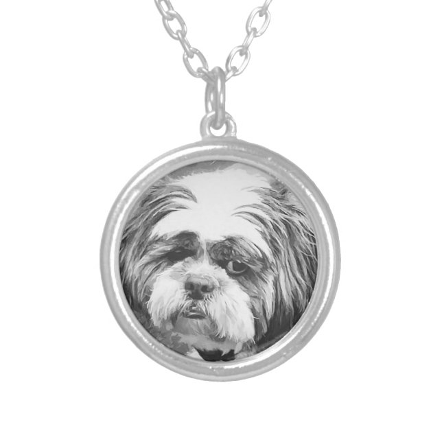 SHIH TZU DOG   SILVER PLATED NECKLACE (Front)