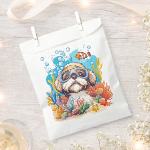Shih Tzu Dog Snorkeling Coral Reef Favor Bag