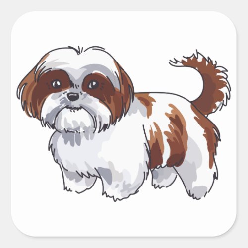 Shih Tzu Dog Square Sticker