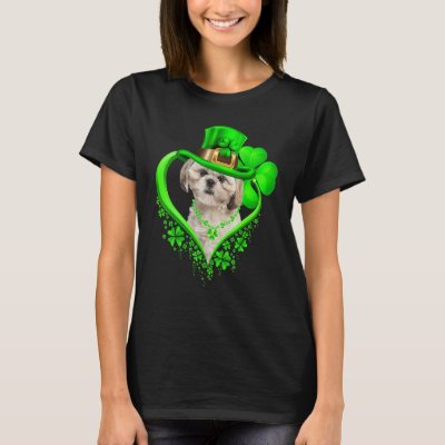 Shih Tzu Dog St Patricks Day Lover Irish Shamrock T-Shirt