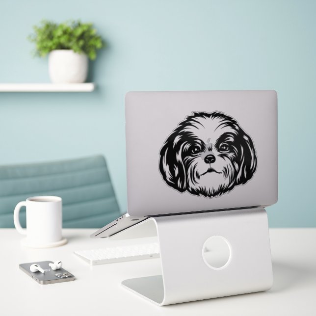 Shih Tzu Dog Sticker (Laptop On Desk)