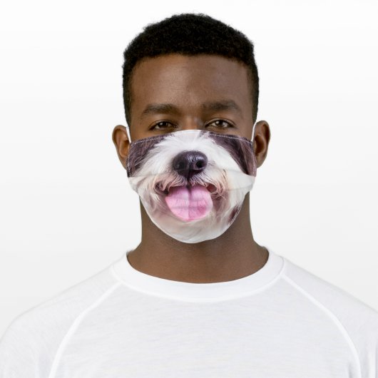 Shih Tzu Dog Tongue Bottom Face Adult Cloth Face Mask (Worn)