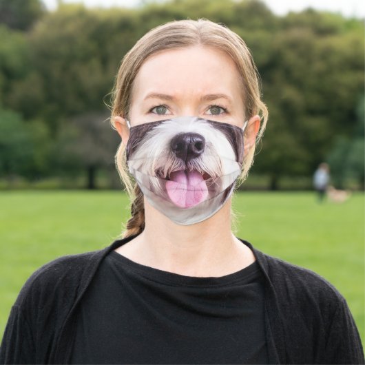 Shih Tzu Dog Tongue Bottom Face Adult Cloth Face Mask (Outside)