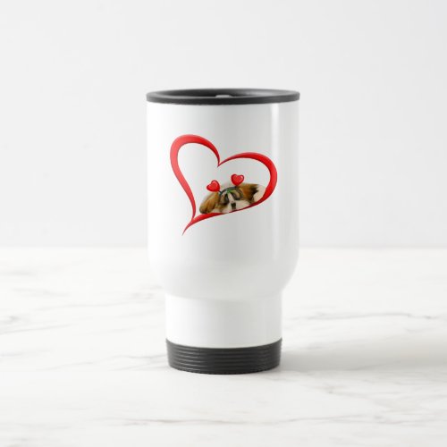 Shih Tzu Dog Valentine Pet  Puppy Dog Lover Travel Mug