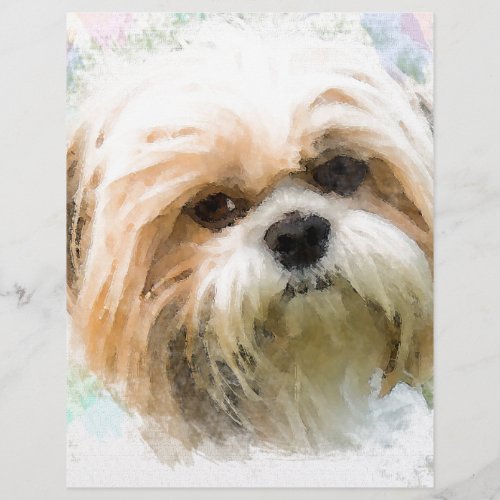 Shih Tzu Dog Water Color Art Painting