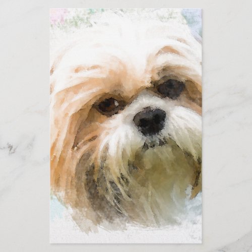 Shih Tzu Dog Water Color Art Painting