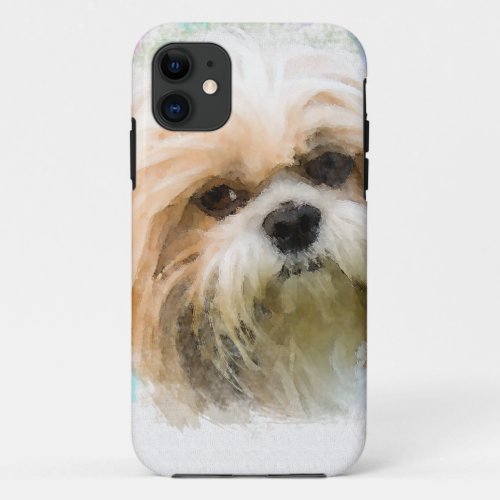 Shih Tzu Dog Water Color Art Painting iPhone 11 Case