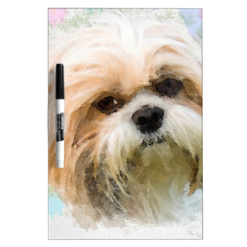 Shih Tzu Dog Water Color Art Painting Dry Erase Board
