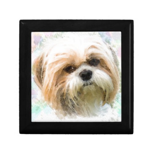 Shih Tzu Dog Water Color Art Painting Gift Box