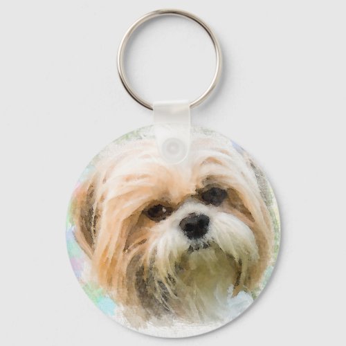 Shih Tzu Dog Water Color Art Painting Keychain