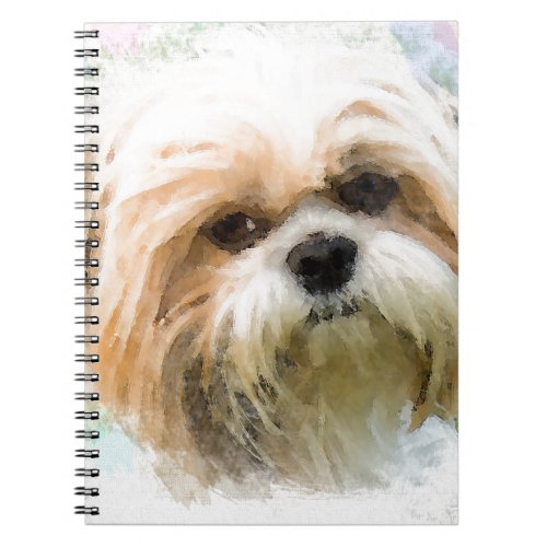 Shih Tzu Dog Water Color Art Painting Notebook