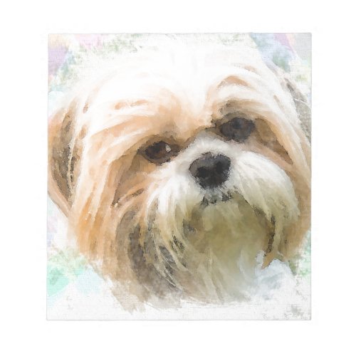 Shih Tzu Dog Water Color Art Painting Notepad