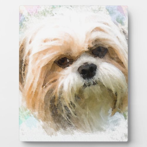 Shih Tzu Dog Water Color Art Painting Plaque