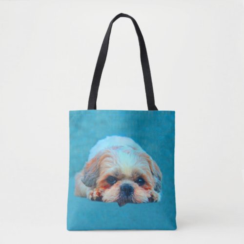 Shih Tzu Dog Water color art Portrait Tote Bag