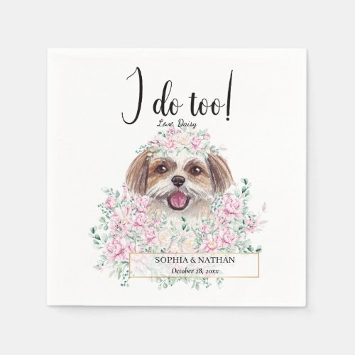 Shih Tzu Dog Wedding Cocktail Napkins