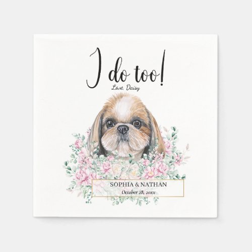 Shih Tzu Dog Wedding Cocktail Napkins