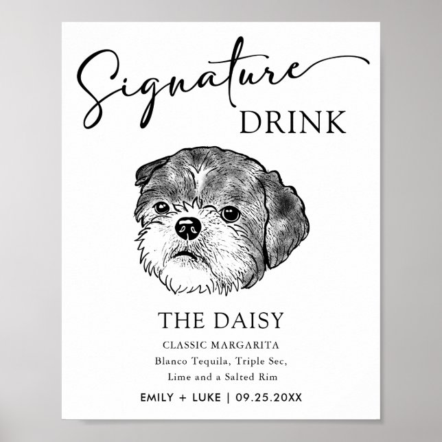 Shih Tzu Dog Wedding Signature Drink Sign | Zazzle