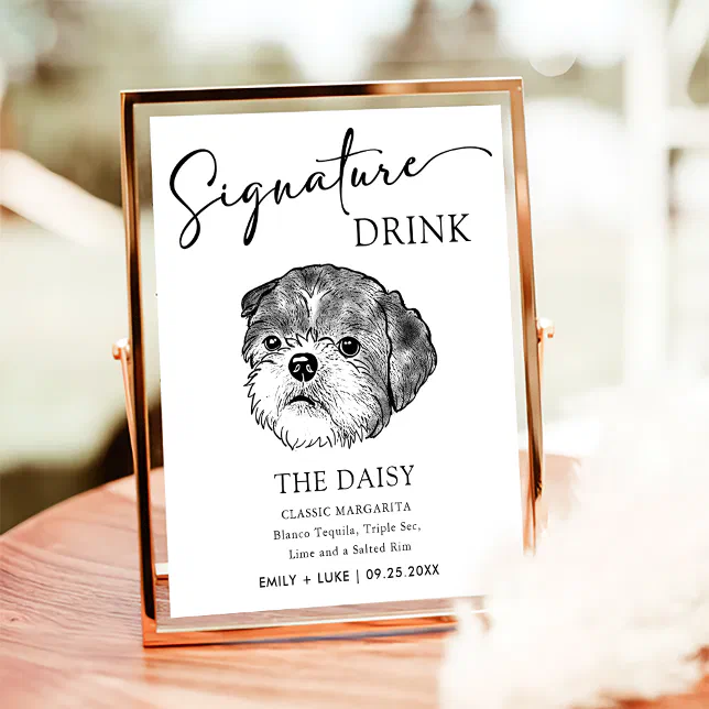 Shih Tzu Dog Wedding Signature Drink Sign | Zazzle