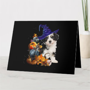 Shih Tzu Dog Witch And Pumpkins Halloween Thanksgi Card