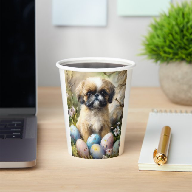 Shih Tzu Dog with Easter Eggs Holiday Paper Cups (Insitu)