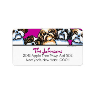 Shih Tzu Dogs Girly Font Custom Color Label