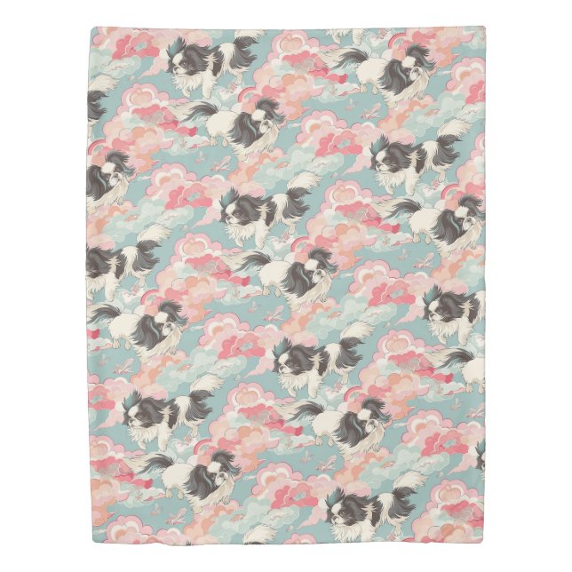 Shih Tzu Dogs in Pink Clouds Duvet Cover (Front)